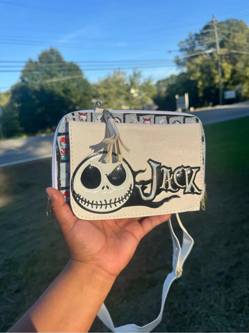 Jack Skellington White Crossbody Bag